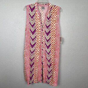 NWT Natori Women's Printed 100% Rayon Sleeveless V Neck Dress/Cover Up Size M